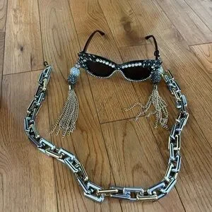 NWOT Meghan Fabulous Blue Disco Embellished Sunglasses Meghan LA | Accessories | Meghan Fabulous Meghan La Famewhre  main image 3